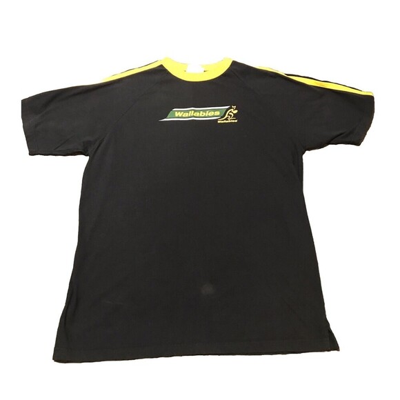 Rugby Nations Other - Wallabies Official Rugby Short Sleeve Tee XL VTG Navy Yellow Green Thick Shirt